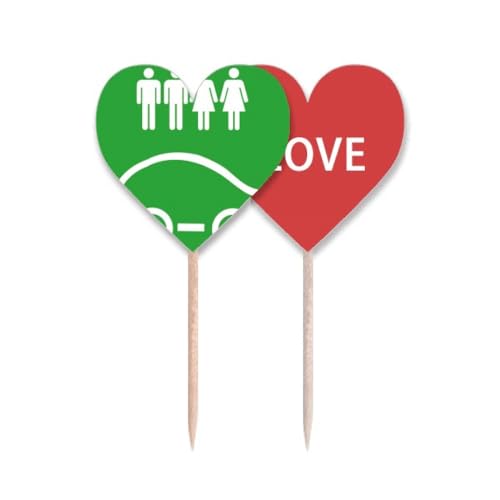 Cure-dents drapeau ecologique en forme de coeur pour decoration de cupcakes et buffets - 2