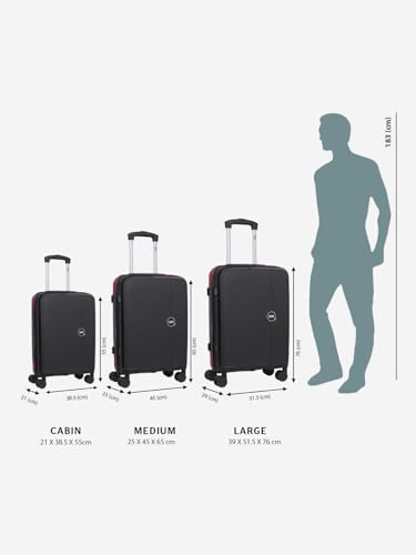 Image of Wiki Zine Cabin Luggage 55 cm Polycarbonate Hard Shell Trolley Bag by Wildcraft | 8 Spinner Wheels | Lightweight Carry-On Suitcase with Combination Lock | Water Resistant Travel Luggage|BlK Red