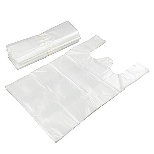 Bblie 240 Sacs de Transport Transparents en Plastique avec Poignées, Sac de Shopping avec Anse Cover