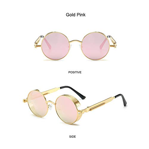 Preisvergleich Produktbild HONGYAN Klassische Steampunk Sonnenbrille Frauen Runde Metallrahmen Sonnenbrille Weiblich Männlich Uv400