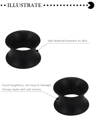 Pexveiuu 00G Black Silicone Gauges Tunnels Plugs Earrings Thin Rubber Soft Gauges Tunnel Earring 00 Gauge Flexible Plastic Ear Tunnel Gauges Retainer Stretching Kit Piercing Jewelry Women Men 10mm