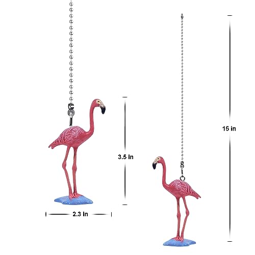 Image of Flamingo Ceiling Fan Pull Chain,Cute Realistic Flamingo Animal Fan String Pulls Charm Extension Decorative,12in 3mm Diameter Beaded Fan Light Pull Chains Extender Ornament for Kids Room