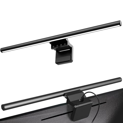 Image of Monitor Light Bar 19.7 inch, No-Glare Asymmetric Desk Screen Lamp | Auto-Dimming USB Reading Lamps, CRI Ra97, 2700K-6500K & Stepless Dimming, Touch Control, 5V /2A Adapter for Home Office