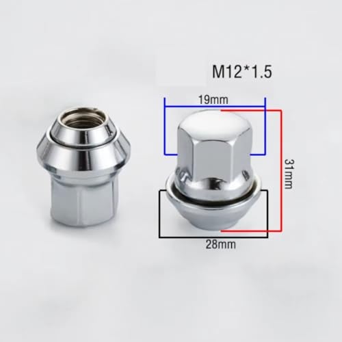 Tuercas M12x1.5 tornillos ruedas coche 19mm hexagonales de 31mm negras 3