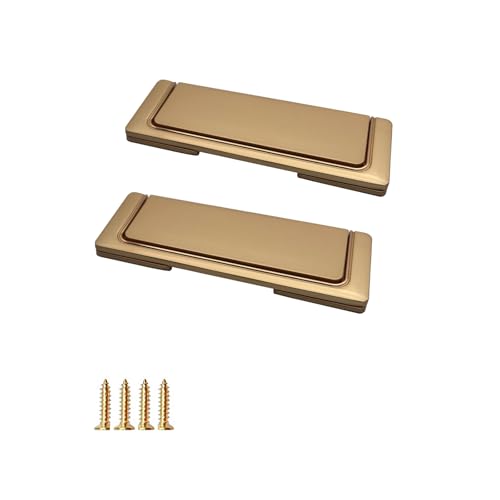 Li-TianFeng Flat Pull Handle Black 2PCS Hidden Installation Embedded Furniture Handle Invisible flip Drawer Handle Cabinet Door Pull Ring Handle with Screws