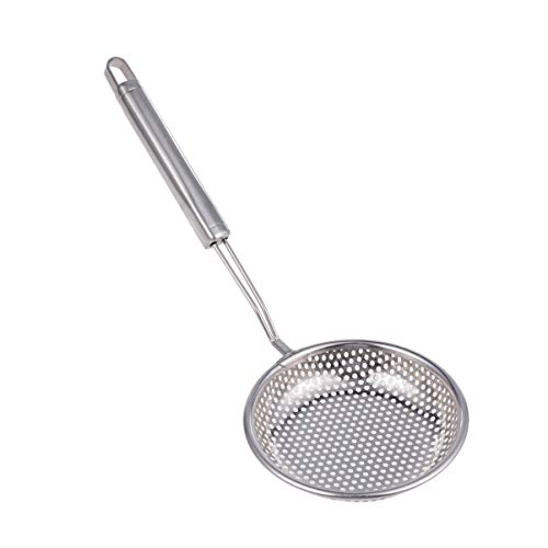 BESTONZON Skimmer Slotted Spoon, 12cm Stainless Steel Skimmer Colander Scoop Food Serving Ladle Frying Strainer Kitchen Utensil for Home Restaurant