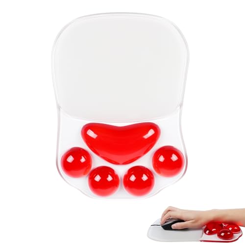 Mouse Pad Ergonomic Cute Cat Paw Mouse Pads with Wrist Support Cushion Soft Silicone Wrist Rests with Non-Slip PU Base, Mousepad Mouse Mat for Laptop Computer Home Office Working Gaming Desk Decor