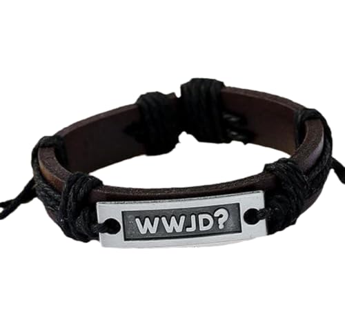 COLORFUL BLING Cross Leather Bracelet Cross Style Multi Layer Design Stainless Steel Fashion Men's Leather Bracelet Classic Gift for Men 2 Choose for Men Women - WWJD Black