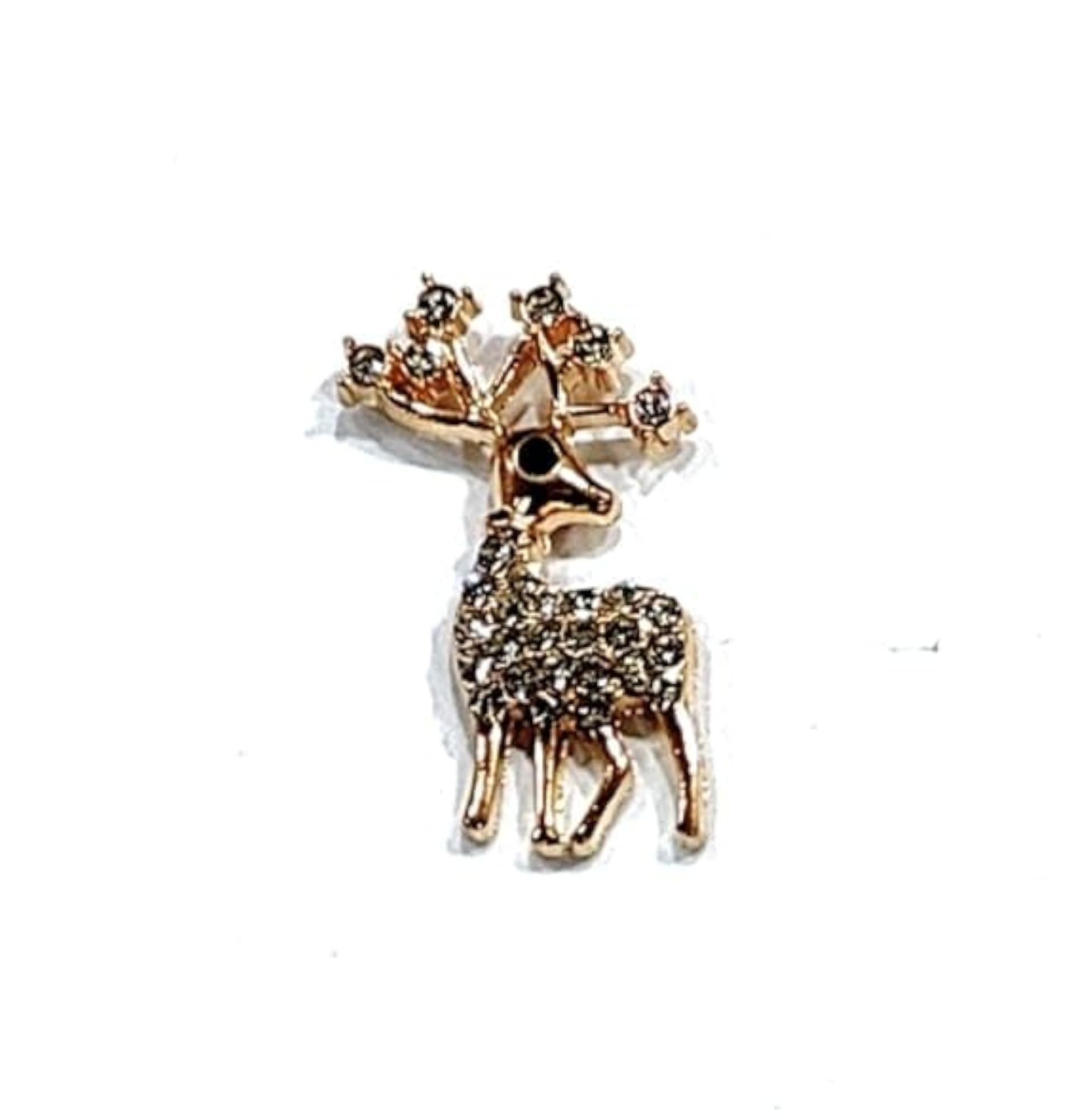 Unisex Silver-Tone Deer Brooch with Rhinestones