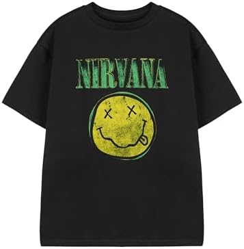 Nirvana Kids Black Short-Sleeved T-Shirt | Yellow Logo Graphic Tee