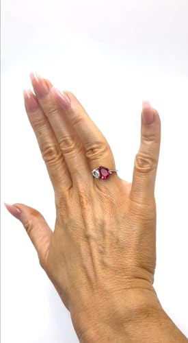 Toi et Moi Pear Shaped Clear White & Ruby Red Cubic Zirconia CZ Engagement Ring3