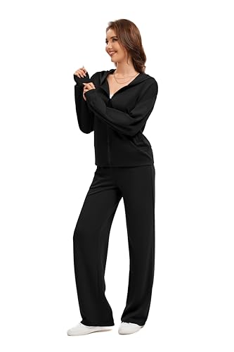Sixstar Women Two Piece Outfits Sweatsuit Zip Up Sweatshirt Wide Leg Sweatpant Matching Travel Tracksuit Lounge Sets4