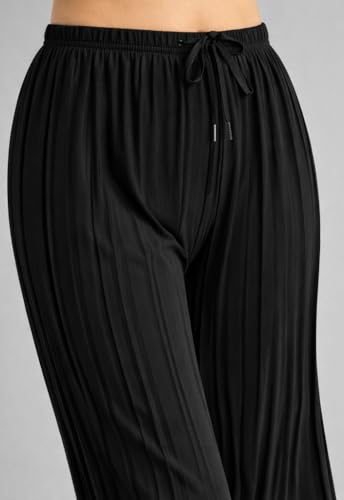 Image of Women's Wide-Leg Trouser|Palazzo Pants|High Waist Flowy Trousers with Drawstring, Lightweight Casual & Travel Wear|Women Trousers Pants
