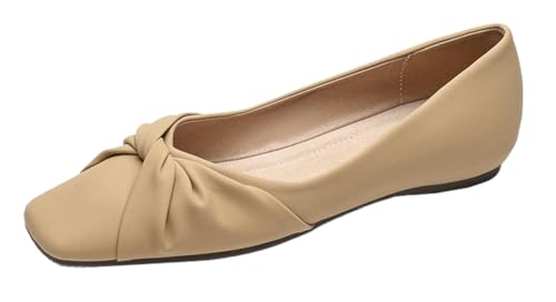 Women's Dressy Flats Shoes Square Toe Bow Ballet Flats Shoes Comfortable Slip On Flats Elegant Mary Jane Dress Shoes Casual Walking Loafers