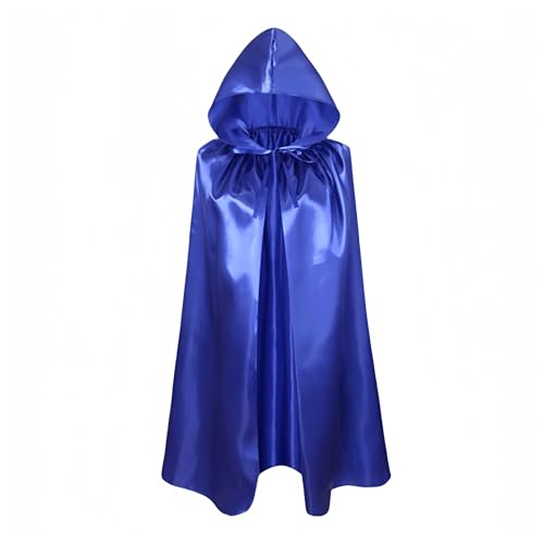 Proumhang Blue Hooded Cape Kids Hooded Robe Cloak Witch Cloak Vampires Cape Devil's Cloak Grim Reaper Cape for Boys Girls Halloween Masquerade Christmas Cosplay Fancy Dress Party 80cm/31.5"