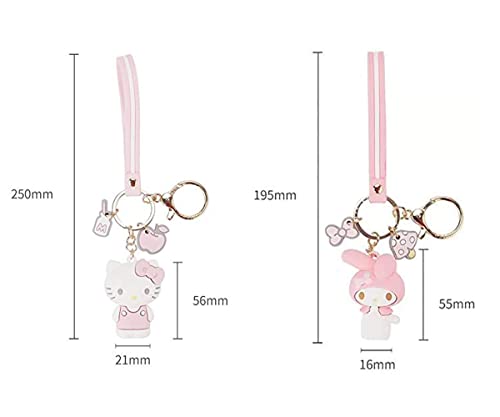 PaPiJoJo Cute Keychain Kawaii Anime Keychain, Hello Kitty, My Melody,Kuromi,Keroppi, Badtz-Maru, Cinnamoroll, Pompompurin