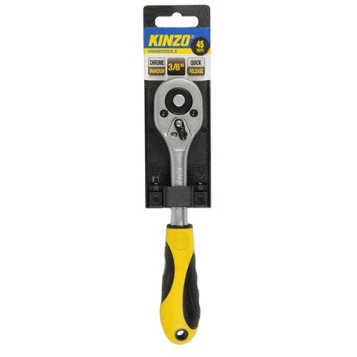 Kinzo® Handtools 3/8" Drive Chrome Vanadium Quick Release Ratchet Wrench, Yellow