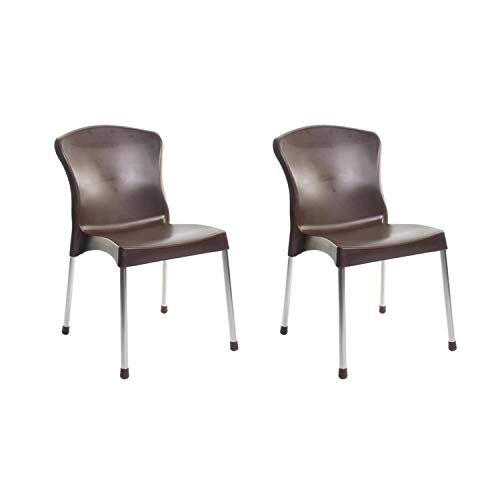 Image of Cello Milano Chair Set Pack of 2 - Brown | Strong and Durable | Easy to Clean | Chair for Living Room, Bed Room, Kitchen, Office Room, Outdoor | 3 Years Warranty