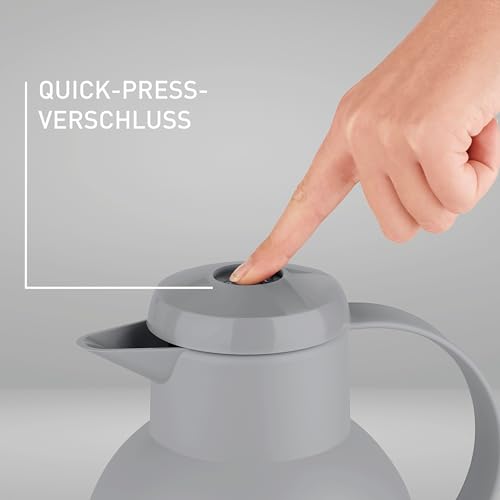 Emsa Samba Isolierkanne, 1 Liter Fassungsvermögen, Quick Press Verschluss, 100% dicht, 12h heiß und 24h kalt, mit Glaskolben… – Ansicht 4