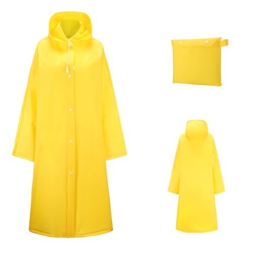 Voarge Eva Regenjacke Regenmantel für Erwachsene, für Damen und Herren Regenbekleidung Regencape Regenjacke Wasserdicht für Wandern Radfahren (M, Gelb)