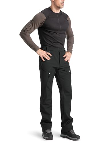 Moosehill Men's-Fleece-Lined-Cargo-Hiking-Pants Water-Repellent-Softshell-Snow-Ski-Pants for Winter Outdoor with 5 Pockets - Image 3