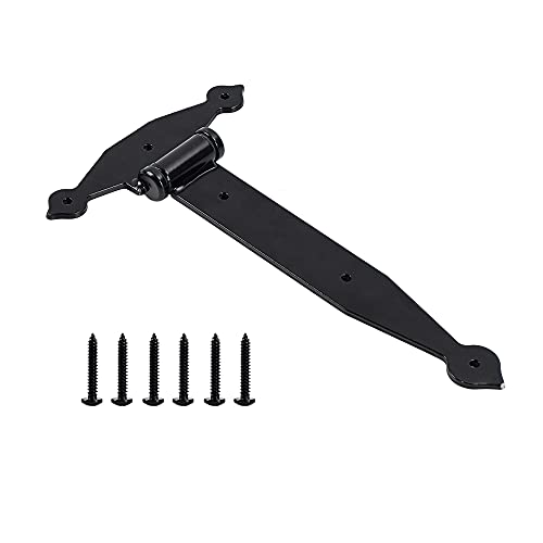 Home Master Hardware 12 In Heavy Duty T Strap Hinge Shed Barn Gate Tee Hinges With Screws Black Finish 4 Pack #TOP4