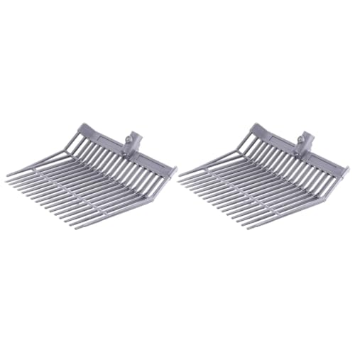 Histos Cabezal de Repuesto de Horquilla para Estiércol, Cabeza de Horquilla, Rastrillo para Estiércol de Caballo, para Recoger Estiércol, Eliminación de Desechos Estable, Gris, 2 Piezas