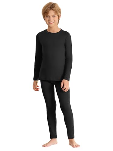 Consejos para Comprar Ropa interior deportiva para Niño - solo los mejores. 47 Haloumoning - Ropa interior térmica para niños y niños, capa base de invierno, conjuntos de calles largos, 5-14 años, Negro -, 5-6X
