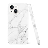 uCOLOR Compatible with iPhone 15/14 6.1' Case, [8 ft Drop Tested] Shockproof Design Protective Slim Stylish TPU Durable Phone Cover Case (White Marble)