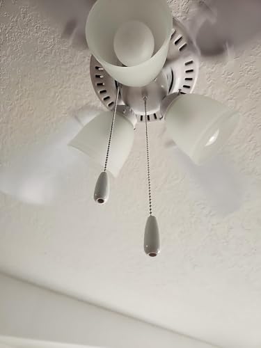 Image of Ceiling Fan Pull Chain Extender, 4pcs Wooden White Decorative Pendant Extension Chains, 12 Inches Lighting & Fan Beaded Ball Fan Cord Extender Ornament with Connector