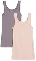 Amazon Essentials Women's Slim-Fit Tank Top, Pack of 2, Blush/Mauve, X-Small