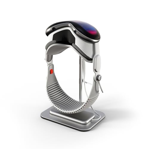 iofeiwak Soporte de aleación de aluminio para Apple Vision Pro, batería y cable, soporte ligero de ABS con base antideslizante de silicona, plateado