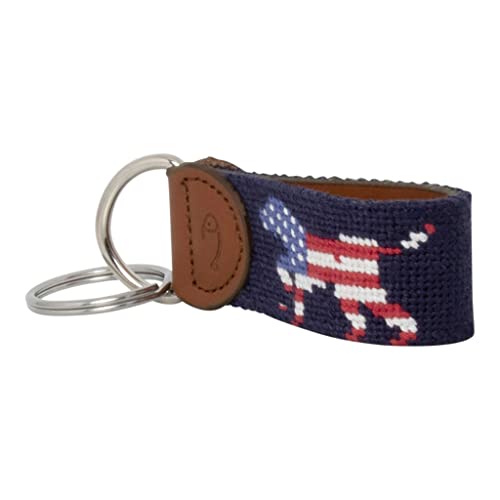 Image of Leather Hand-Stitched Needlepoint Key Fob or Key Chain