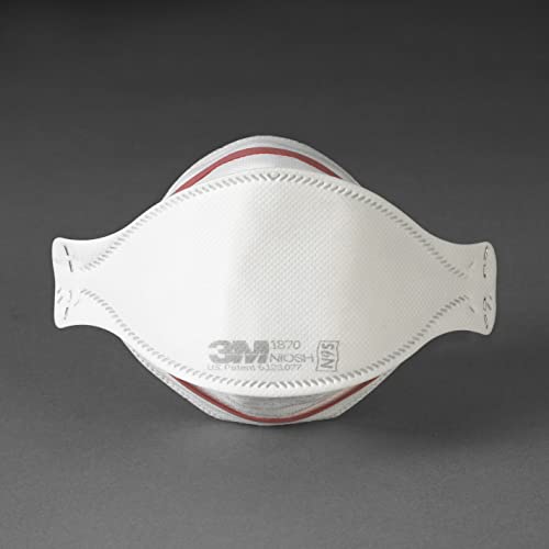 3M 1870+ Aura Disposable Respirator N95, Non Woven Fabric, Flat Fold Mask, Elastic Headband, Fda Approved Surgical Mask, Anti Air Pollution Respirator (Pack Of 1, White)