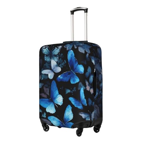 Blue Butterflies White Flowers Print Protective Suitcase Cover Washable Travel Luggage Protector with Concealed Zipper2
