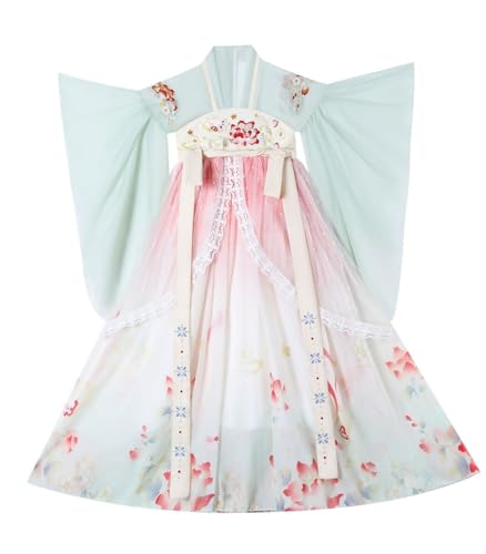 Vestido Hanfu chino para niñas, disfraz estilo antiguo con print floral miniatura 6