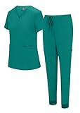 Natural Uniforms Womens Essential Cool Stretch Jogger Scrub Set (True Hunter Green, Medium)