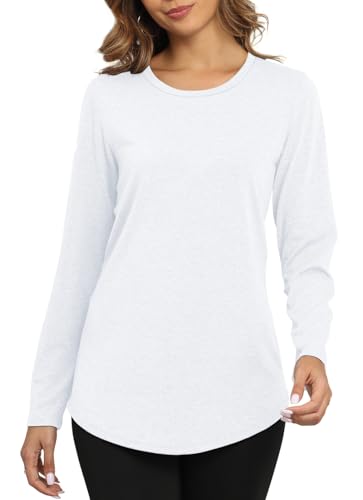 Smile Fish Womens Crewneck Long Sleeve Shirts Loose Fit Dressy Casual Fall Long Tee Tunic Tops