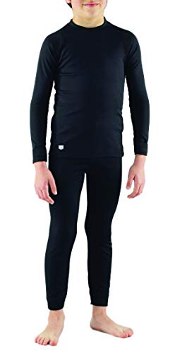 MEDALIST Boy's Performance Fleece Base Layer Crew Neck Top & Pant Set Black