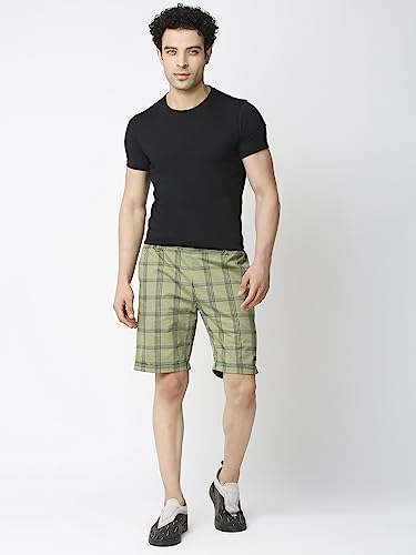 Image of Thomas Scott Men's | Checks | Chino Shorts | Regular Fit | Linen Blend | Above Knee | Casual Short