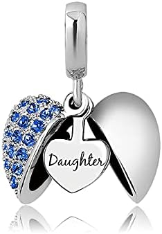 KunBead Jewelry Daughter I Love You Open Heart Birthday Birthstone Beads Dangle Charms for Bracelets Necklace
