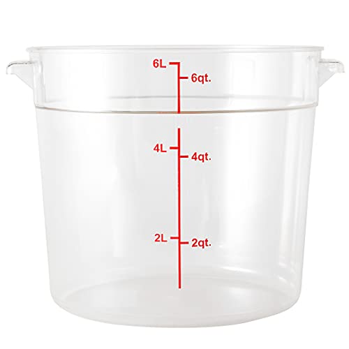 Restaurantware 6 Quart Plastic Food Storage Container - Durable Clear Polycarbonate Storage Bin - Round Food Prep Storage with Red Graduations - Dishwasher Safe Commercial Kitchen Use by Restaurantware - Image 8