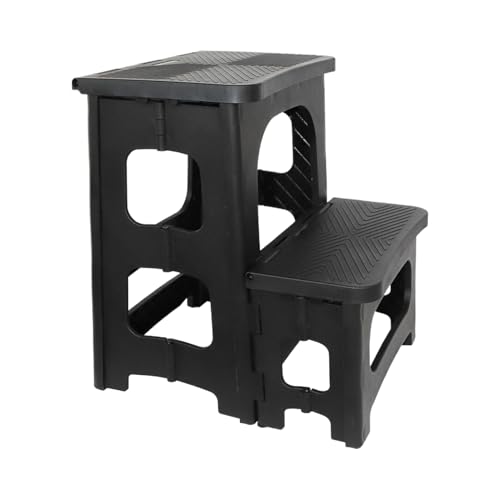 Material de polipropileno en este taburete de escalón negro de dos niveles articulado 2