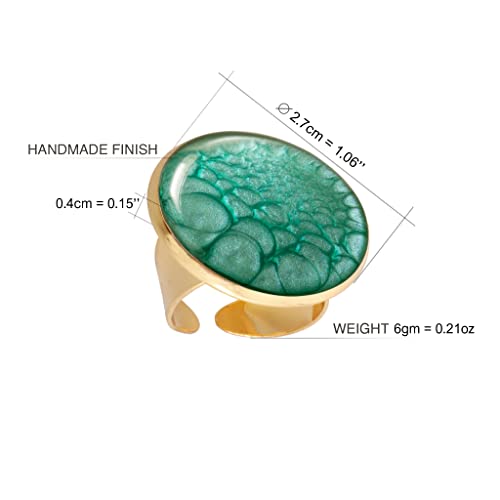 Classic Glamorous Round Statement Ring; Holiday Original Jewelry Gifts For Women (Blue Turquoise Gold) #TOP1