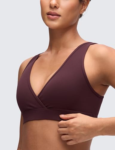 Image of CRZ YOGA Maternity V Neck Nursing Bras | Butterluxe, Doubled Lined, Light Support, Non Padded, Yoga, Extremely Soft, U Back, Wide Straps, Pregnancy and Postpartum