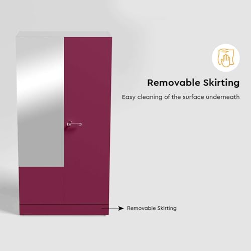 Image of Interio by Godrej Auraline Men Basic 2-Door Steel Almirah (Textured Berry) (1-Year Warranty, 4 Shelves, 1 Drawer)