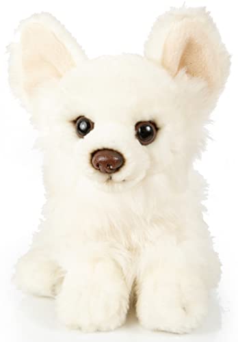 Uni-Toys - Chihuahua Blanc, Assis – 18 cm (Longueur) – Chien en Peluche – Doudou