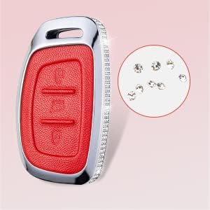 Miniatura 4 de SHANGHONG Funda para llavero Hyundai Elantra con llavero de cuero genuino compatible con llave inteligente Hyundai Elantra Ioniq Sonata Tucson