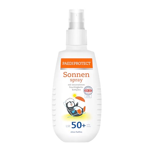 PAEDIPROTECT Sonnenspray Kinder Baby LSF 50+ 150 ml, Sonnencreme parfümfreies Spray, Gesicht Körper, Sonnenschutzspray vor UVA/UVB-Strahlung, vegan, ohne Mikroplastik
