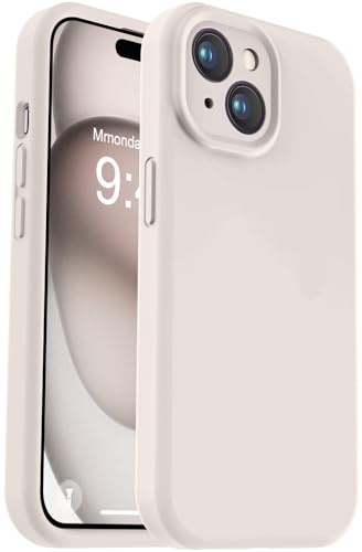 Vooii Compatible with iPhone 15 Plus Case, Upgrade Liquid Silicone [Enhanced Camera Protection] [Soft Anti-Scratch Microfiber Lining] Shockproof Phone Case for iPhone 15 Plus 6.7 inch - Stone